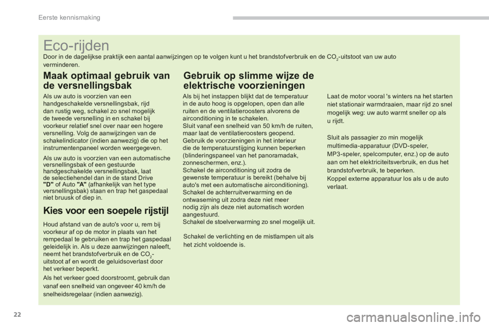 CITROEN C4 AIRCROSS 2013  Instructieboekjes (in Dutch) 22
Eerste kennismaking
   
 
 
 
 
 
 
 
 
 
 
 
 
 
 
 
 
 
 
 
 
 
 
 
 
 
 
 
 
 
 
 
 
 
 
 
 
 
 
 
 
 
 
 
 
 
 
Eco-rijden 
Door in de dagelijkse praktijk een aantal aanwijzingen op te volgen k