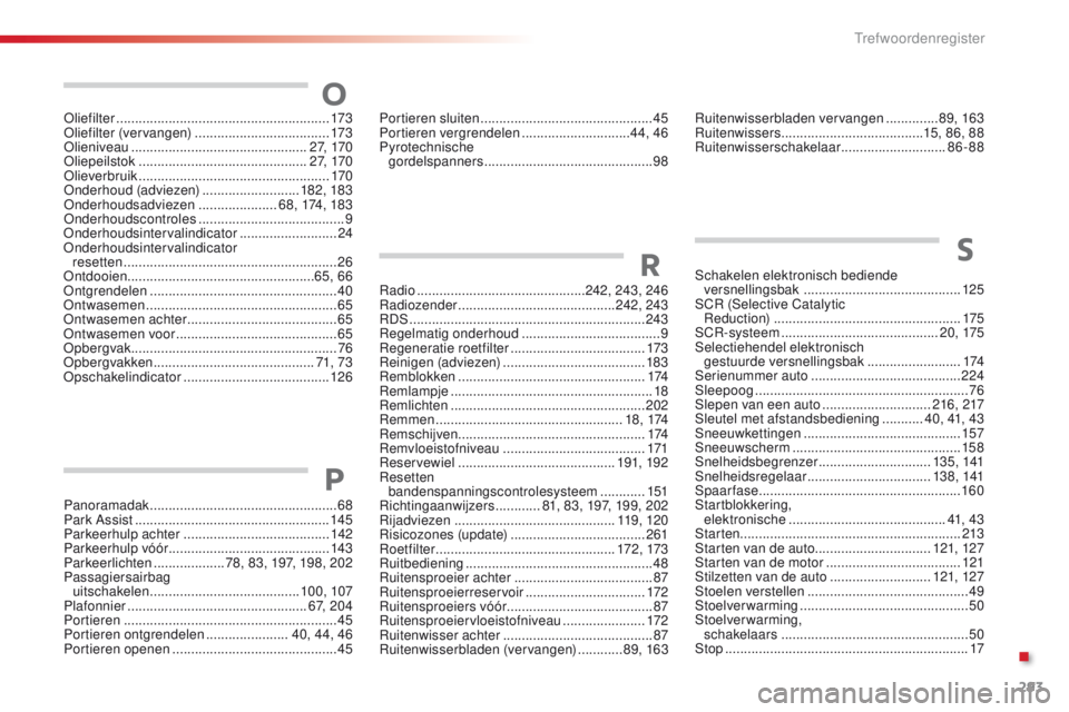 CITROEN C4 CACTUS 2018 Instructieboekjes (in Dutch) 293
C4-cactus_nl_Chap11_index-alpha_ed01-2016
Panoramadak ..................................................68
P ark Assist ............................... .....................145
Parkeerhulp achter
CITROEN C4 CACTUS 2018 Instructieboekjes (in Dutch) 293
C4-cactus_nl_Chap11_index-alpha_ed01-2016
Panoramadak ..................................................68
P ark Assist ............................... .....................145
Parkeerhulp achter