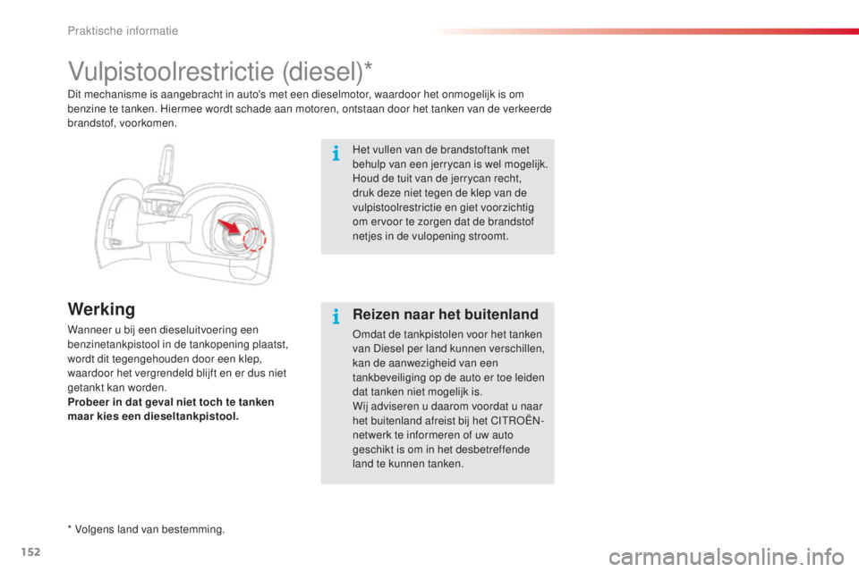 CITROEN C4 CACTUS 2016 Instructieboekjes (in Dutch) 152
C4-cactus_nl_Chap07_info-pratiques_ed01-2015
Vulpistoolrestrictie (diesel)*
Werking
Wanneer u bij een dieseluitvoering een
benzinetankpistool in de tankopening plaatst,
wordt dit tegengehouden d CITROEN C4 CACTUS 2016 Instructieboekjes (in Dutch) 152
C4-cactus_nl_Chap07_info-pratiques_ed01-2015
Vulpistoolrestrictie (diesel)*
Werking
Wanneer u bij een dieseluitvoering een
benzinetankpistool in de tankopening plaatst,
wordt dit tegengehouden d