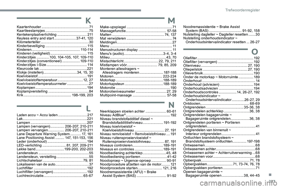 CITROEN C5 AIRCROSS 2020 Instructieboekjes (in Dutch) 227
Kaartenhouder ................................................71
K aartleeslampjes ............................... .............75
Kentekenplaatverlichting
..............................2 11
Ke CITROEN C5 AIRCROSS 2020 Instructieboekjes (in Dutch) 227
Kaartenhouder ................................................71
K aartleeslampjes ............................... .............75
Kentekenplaatverlichting
..............................2 11
Ke