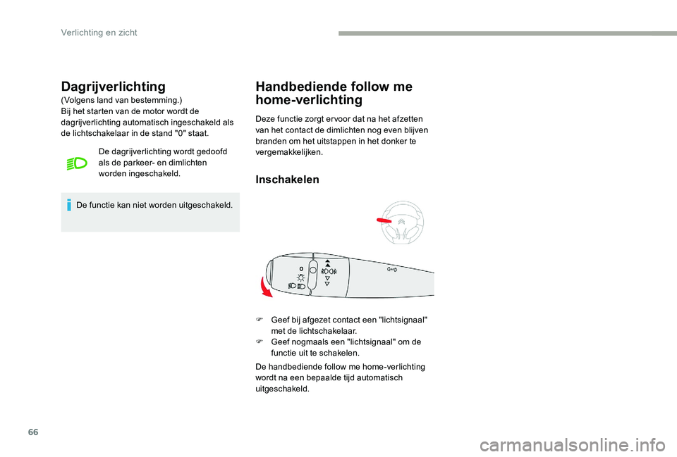 CITROEN C-ELYSÉE 2017 Instructieboekjes (in Dutch) 66
Dagrijverlichting
(Volgens land van bestemming.)
Bij het starten van de motor wordt de
dagrijverlichting automatisch ingeschakeld als
de lichtschakelaar in de stand "0" staat.De dagrijver CITROEN C-ELYSÉE 2017 Instructieboekjes (in Dutch) 66
Dagrijverlichting
(Volgens land van bestemming.)
Bij het starten van de motor wordt de
dagrijverlichting automatisch ingeschakeld als
de lichtschakelaar in de stand "0" staat.De dagrijver
