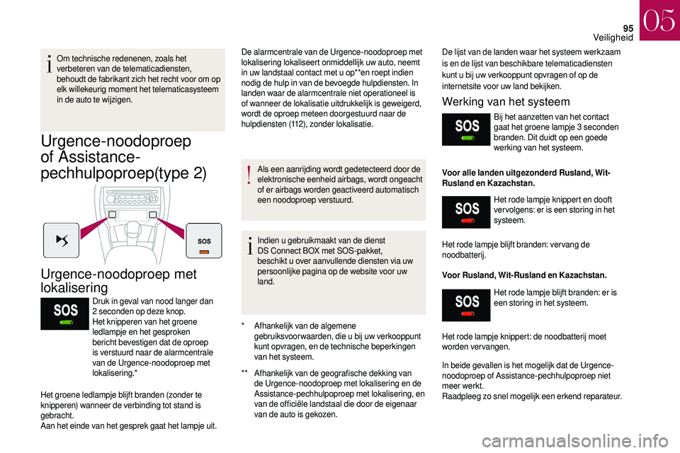 CITROEN DS3 2018  Instructieboekjes (in Dutch) 95
Om technische redenenen, zoals het 
verbeteren van de telematicadiensten, 
behoudt de fabrikant zich het recht voor om op 
elk willekeurig moment het telematicasysteem 
in de auto te wijzigen.
Urge