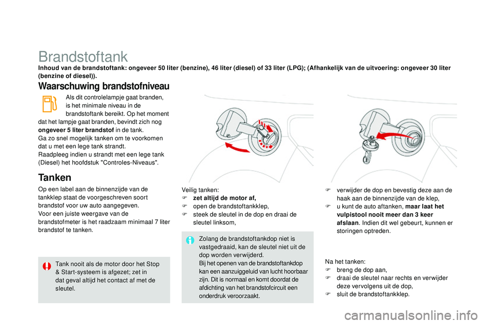 CITROEN DS3 CABRIO 2015 Instructieboekjes (in Dutch) DS3_nl_Chap10_info-pratiques_ed01-2014
brandstoftankInhoud van de brandstoftank: ongeveer 50 liter (benzine), 46 liter (diesel) of 33 liter (LPG); (Afhankelijk van de uitvoering: ongeveer 30 liter
( CITROEN DS3 CABRIO 2015 Instructieboekjes (in Dutch) DS3_nl_Chap10_info-pratiques_ed01-2014
brandstoftankInhoud van de brandstoftank: ongeveer 50 liter (benzine), 46 liter (diesel) of 33 liter (LPG); (Afhankelijk van de uitvoering: ongeveer 30 liter
(