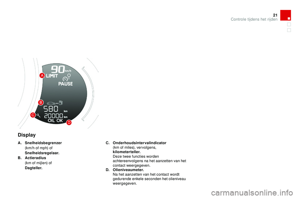 CITROEN DS3 CABRIO 2015 Instructieboekjes (in Dutch) 21
DS3_nl_Chap01_controle-de-marche_ed01-2014
Display
C. Onderhoudsintervalindicator (
km of miles), vervolgens,
k
ilometerteller.
D
eze twee functies worden
achtereenvolgens na het aanzetten CITROEN DS3 CABRIO 2015 Instructieboekjes (in Dutch) 21
DS3_nl_Chap01_controle-de-marche_ed01-2014
Display
C. Onderhoudsintervalindicator (
km of miles), vervolgens,
k
ilometerteller.
D
eze twee functies worden
achtereenvolgens na het aanzetten
