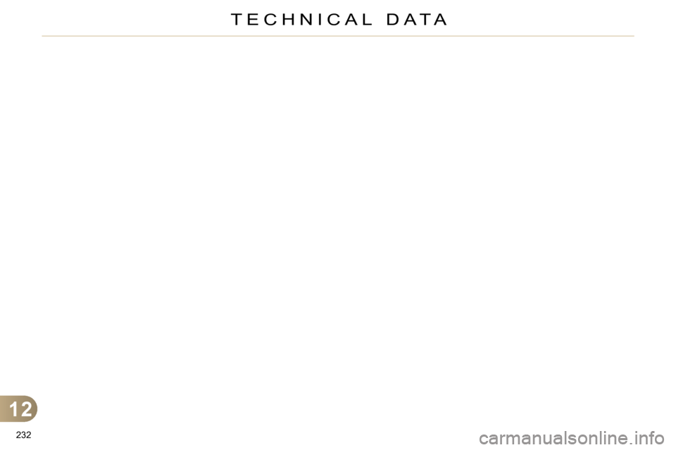 Citroen C4 2014 2.G User Guide 12
TECHNICAL DATA
232 Citroen C4 2014 2.G User Guide 12
TECHNICAL DATA
232