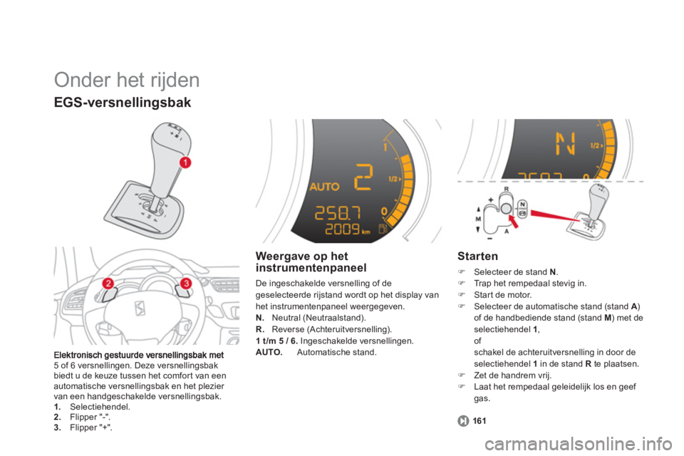 CITROEN DS3 CABRIO 2013  Instructieboekjes (in Dutch)   Onder het rijden 
5 of 6 versnellingen. Deze versnellingsbak biedt u de keuze tussen het comfort van een automatische versnellingsbak en het plezier 
van een handgeschakelde versnellingsbak. 1.   Se