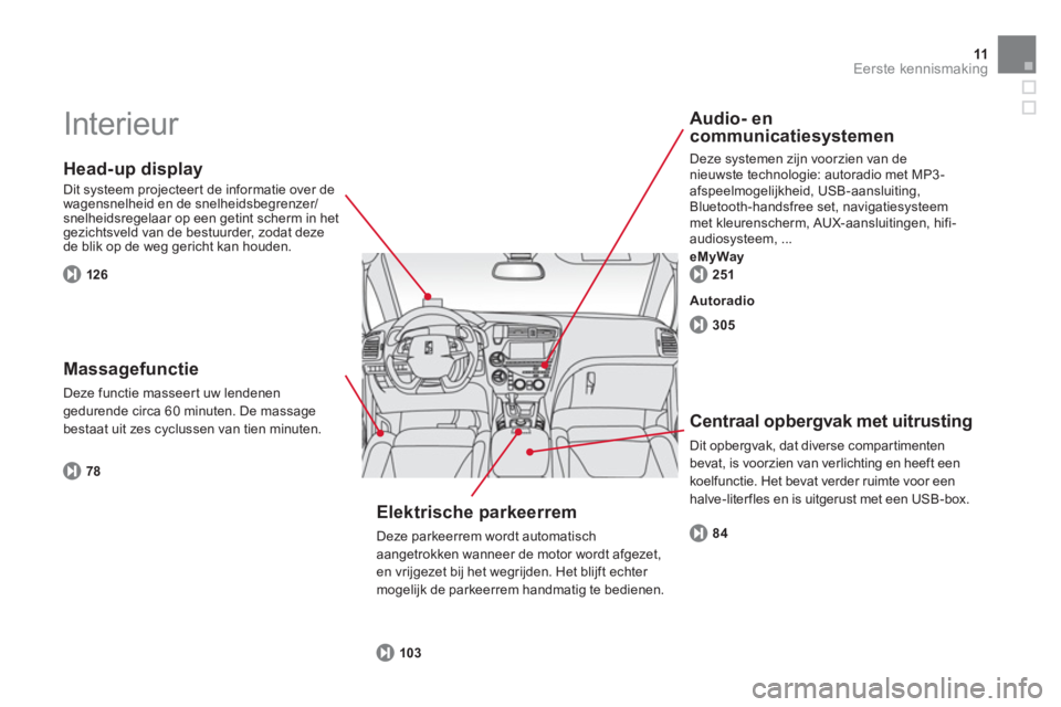 CITROEN DS5 2013 Instructieboekjes (in Dutch) 11Eerste kennismaking
Interieur
Head-up display
Dit systeem projecteer t de informatie over de
wagensnelheid en de snelheidsbegrenzer/snelheidsregelaar op een getint scherm in het gezichtsv CITROEN DS5 2013 Instructieboekjes (in Dutch) 11Eerste kennismaking
Interieur
Head-up display
Dit systeem projecteer t de informatie over de
wagensnelheid en de snelheidsbegrenzer/snelheidsregelaar op een getint scherm in het gezichtsv