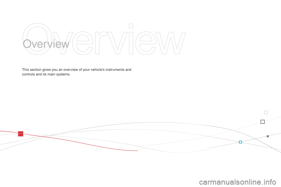 Citroen DS3 2014 1.G Owners Manual DS3_en_Chap00b_vue-ensemble_ed01-2014
over view
This section gives you an overview of your vehicles instruments and controls   and   its   main   systems. 