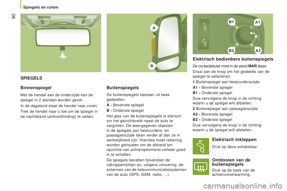 CITROEN JUMPER 2017 Instructieboekjes (in Dutch) 90
Jumper_nl_Chap03_Ergo-et-confort_ed01-2016
SPIegelSBuitenspiegels
De buitenspiegels bestaan uit twee
gedeelten:
A - Bovenste spiegel
B - Onderste spiegel
Het glas van de buitenspiegels is sferisc CITROEN JUMPER 2017 Instructieboekjes (in Dutch) 90
Jumper_nl_Chap03_Ergo-et-confort_ed01-2016
SPIegelSBuitenspiegels
De buitenspiegels bestaan uit twee
gedeelten:
A - Bovenste spiegel
B - Onderste spiegel
Het glas van de buitenspiegels is sferisc
