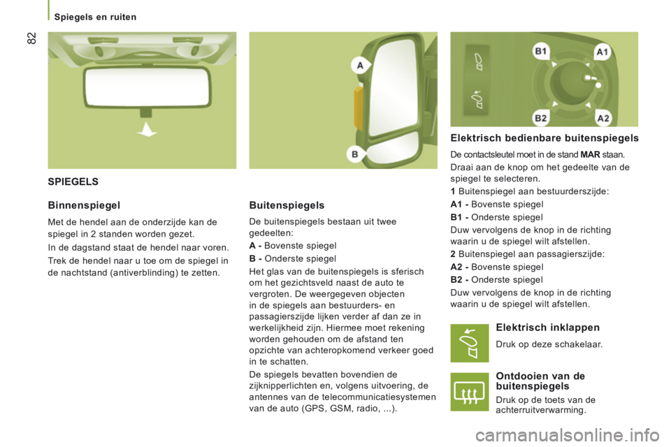 CITROEN JUMPER 2015 Instructieboekjes (in Dutch) Spiegels en ruiten
82
JUMPER-PAPIER_NL_CHAP03_ERGO ET CONFORT_ED01-2014
SPIEGELS
Buitenspiegels
De buitenspiegels bestaan uit twee
gedeelten:
A - Bovenste spiegel
B - Onderste s CITROEN JUMPER 2015 Instructieboekjes (in Dutch) Spiegels en ruiten
82
JUMPER-PAPIER_NL_CHAP03_ERGO ET CONFORT_ED01-2014
SPIEGELS
Buitenspiegels
De buitenspiegels bestaan uit twee
gedeelten:
A - Bovenste spiegel
B - Onderste s