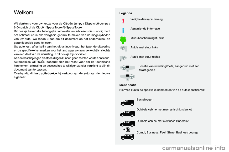 CITROEN JUMPER SPACETOURER 2021  Instructieboekjes (in Dutch)   
 
 
 
 
 
  
  
  
  
   
   
 
  
 
  
 
  
 
  
Welkom
Wij danken u voor uw keuze voor de Citroën Jumpy / Dispatch/ë-Jumpy / 
ë-Dispatch of de Citroën SpaceTourer/ë-SpaceTourer.
Dit boekje b
