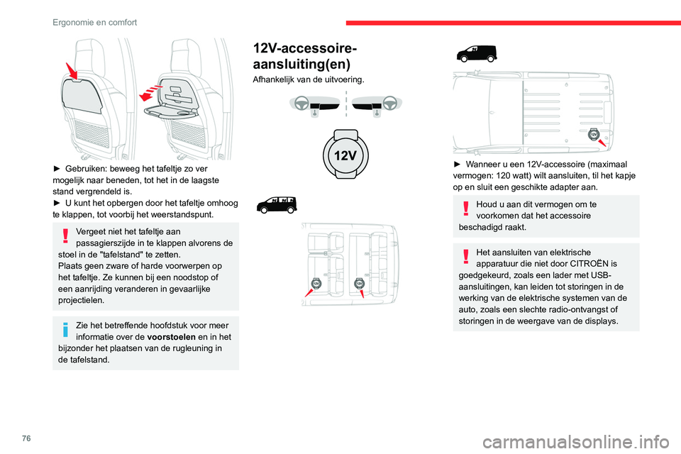 CITROEN JUMPER SPACETOURER 2021  Instructieboekjes (in Dutch) 76
Ergonomie en comfort
USB-aansluiting 
 
 
 
De aansluiting kan worden gebruikt om een 
draagbaar apparaat of een USB-stick aan te 
sluiten.
Via de aansluiting kunt u audiobestanden via de 
luidspre