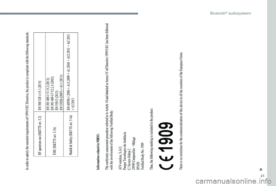 CITROEN JUMPER SPACETOURER 2018  Instructieboekjes (in Dutch) 21
. 
Bl\256 a  