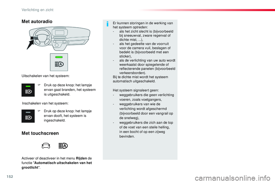 CITROEN JUMPER SPACETOURER 2017 Instructieboekjes (in Dutch) 152
Spacetourer-VP_nl_Chap04_eclairage-et-visibilite_ed01-2016
Activeer of deactiveer in het menu Rijden de
functie " Automatisch uitschakelen van het
grootlicht ". Er kunnen storingen in de CITROEN JUMPER SPACETOURER 2017 Instructieboekjes (in Dutch) 152
Spacetourer-VP_nl_Chap04_eclairage-et-visibilite_ed01-2016
Activeer of deactiveer in het menu Rijden de
functie " Automatisch uitschakelen van het
grootlicht ". Er kunnen storingen in de