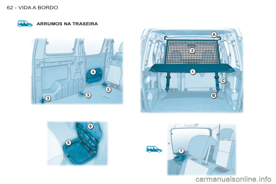 CITROEN BERLINGO FIRST 2011 Manual do condutor (in Portuguese) VIDA A BORDO62 -
ARRUMOS NA TRASEIRA CITROEN BERLINGO FIRST 2011 Manual do condutor (in Portuguese) VIDA A BORDO62 -
ARRUMOS NA TRASEIRA