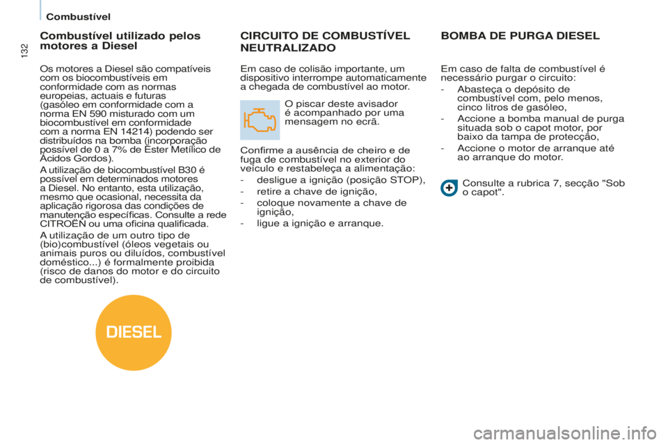 CITROEN BERLINGO ELECTRIC 2017 Manual do condutor (in Portuguese) DIESEL
132
Berlingo-2-VU_pt_Chap07_Verification_ed01-2015Berlingo-2-VU_pt_Chap07_Verification_ed01-2015
CIRCUITO dE COMBUSTÍVEL
NEUTRALI
z A d O
O piscar deste avisador
é acompanhado por uma
mens CITROEN BERLINGO ELECTRIC 2017 Manual do condutor (in Portuguese) DIESEL
132
Berlingo-2-VU_pt_Chap07_Verification_ed01-2015Berlingo-2-VU_pt_Chap07_Verification_ed01-2015
CIRCUITO dE COMBUSTÍVEL
NEUTRALI
z A d O
O piscar deste avisador
é acompanhado por uma
mens