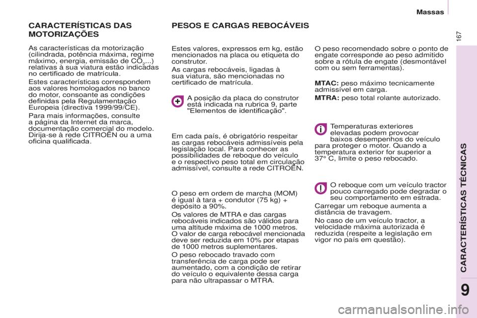 CITROEN BERLINGO ELECTRIC 2017 Manual do condutor (in Portuguese) 167
Berlingo-2-Vu_pt_Chap09_Caract_technique_ed01-2015Berlingo-2-Vu_pt_Chap09_Caract_technique_ed01-2015
PESOS E CARGAS REBOCÁVEIS
estes valores, expressos em kg, estão
mencionados na placa ou etiq CITROEN BERLINGO ELECTRIC 2017 Manual do condutor (in Portuguese) 167
Berlingo-2-Vu_pt_Chap09_Caract_technique_ed01-2015Berlingo-2-Vu_pt_Chap09_Caract_technique_ed01-2015
PESOS E CARGAS REBOCÁVEIS
estes valores, expressos em kg, estão
mencionados na placa ou etiq