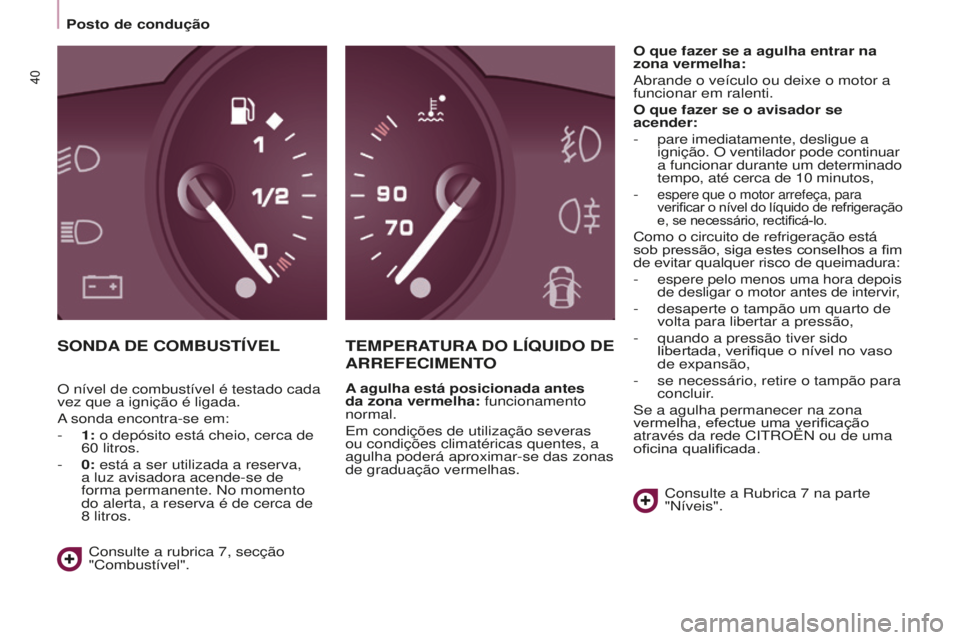 CITROEN BERLINGO ELECTRIC 2017  Manual do condutor (in Portuguese) 40
BERLINGO-2-VU_PT_ChAP03_PRET-A-PARTIR_Ed01-2015BERLINGO-2-VU_PT_ChAP03_PRET-A-PARTIR_Ed01-2015
SONdA dE   COMBUSTÍVELT EMPERATURA d O   LÍ q UI d O  d E  
ARREFECIMENT

O
A agulha está posiciona