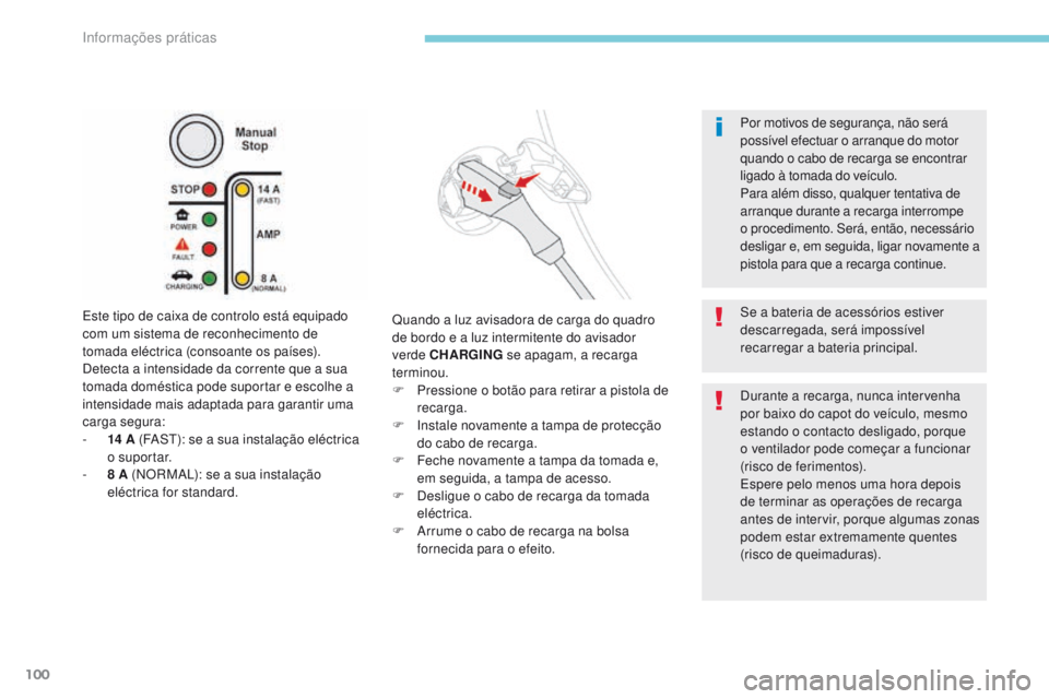 CITROEN C-ZERO 2017 Manual do condutor (in Portuguese) 100
Este tipo de caixa de controlo está equipado
com um sistema de reconhecimento de
tomada eléctrica (consoante os países).
Detecta a intensidade da corrente que a sua
tomada doméstica pode s CITROEN C-ZERO 2017 Manual do condutor (in Portuguese) 100
Este tipo de caixa de controlo está equipado
com um sistema de reconhecimento de
tomada eléctrica (consoante os países).
Detecta a intensidade da corrente que a sua
tomada doméstica pode s