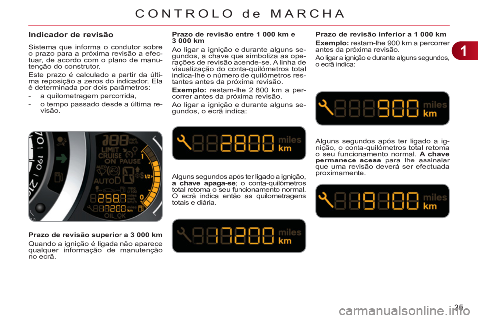 CITROEN C3 2013 Manual do condutor (in Portuguese) 1
35
CONTROLO de MARCHA
Indicador de revisão
Sistema que informa o condutor sobre
o prazo para a próxima revisão a efec-
tuar, de acordo com o plano de manu-
tenção do construtor.
Este praz CITROEN C3 2013 Manual do condutor (in Portuguese) 1
35
CONTROLO de MARCHA
Indicador de revisão
Sistema que informa o condutor sobre
o prazo para a próxima revisão a efec-
tuar, de acordo com o plano de manu-
tenção do construtor.
Este praz