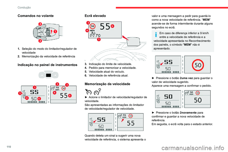 CITROEN C3 AIRCROSS 2021 Manual do condutor (in Portuguese) 11 0
Condução
Comandos no volante
1.Seleção do modo do limitador/regulador de
velocidade
2. Memorização da velocidade de referência
Indicação no painel de instrumentos
Ecrã elevado
CITROEN C3 AIRCROSS 2021 Manual do condutor (in Portuguese) 11 0
Condução
Comandos no volante
1.Seleção do modo do limitador/regulador de
velocidade
2. Memorização da velocidade de referência
Indicação no painel de instrumentos
Ecrã elevado