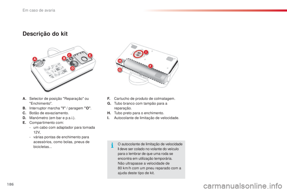 CITROEN C4 CACTUS 2018 Manual do condutor (in Portuguese) 186
C4-cactus_pt_Chap08_En-cas-de-panne_ed01-2016
A. Selector de posição "Reparação" ou
"Enchimento".
B.
In
terruptor marcha "I" / paragem "O".
C.
Bo
tão de CITROEN C4 CACTUS 2018 Manual do condutor (in Portuguese) 186
C4-cactus_pt_Chap08_En-cas-de-panne_ed01-2016
A. Selector de posição "Reparação" ou
"Enchimento".
B.
In
terruptor marcha "I" / paragem "O".
C.
Bo
tão de
