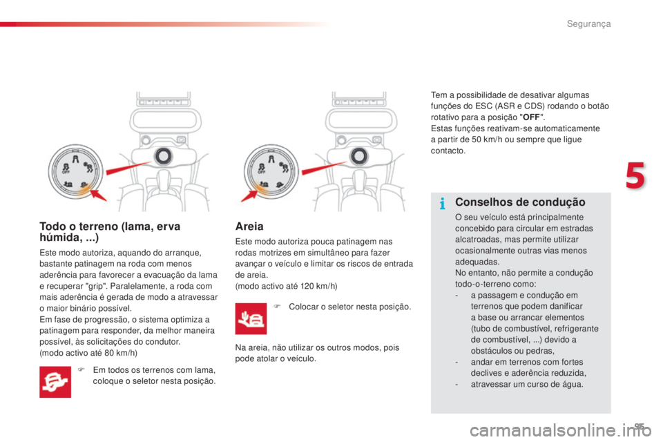 CITROEN C4 CACTUS 2018 Manual do condutor (in Portuguese) 95
C4-cactus_pt_Chap05_securite_ed01-2016
Conselhos de condução
O seu veículo está principalmente
concebido para circular em estradas
alcatroadas, mas permite utilizar
ocasionalmente outras via CITROEN C4 CACTUS 2018 Manual do condutor (in Portuguese) 95
C4-cactus_pt_Chap05_securite_ed01-2016
Conselhos de condução
O seu veículo está principalmente
concebido para circular em estradas
alcatroadas, mas permite utilizar
ocasionalmente outras via