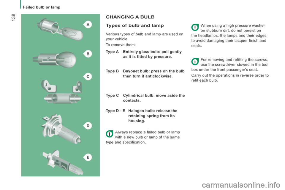 Citroen JUMPER 2014 2.G Owners Manual Failed bulb or lamp
138
JUMPER-PAPIER_EN_CHAP08_AIDE RAPIDE_ED01-2014
When using a high pressure washer
on stubborn dirt, do not persist on
the headlamps, the lamps and their edges
to a Citroen JUMPER 2014 2.G Owners Manual Failed bulb or lamp
138
JUMPER-PAPIER_EN_CHAP08_AIDE RAPIDE_ED01-2014
When using a high pressure washer
on stubborn dirt, do not persist on
the headlamps, the lamps and their edges
to a
