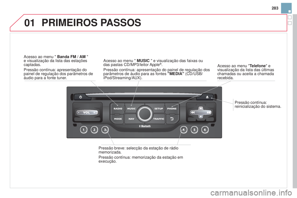 CITROEN DS3 2015 Manual do condutor (in Portuguese) 01
283
DS3_pt_Chap13b_RT6-2-8_ed01-2014
Pressão contínua:
reinicialização do sistema.
Acesso ao menu "
Telefone" e
visualização da lista das últimas
chamadas ou aceita a chamada
rec CITROEN DS3 2015 Manual do condutor (in Portuguese) 01
283
DS3_pt_Chap13b_RT6-2-8_ed01-2014
Pressão contínua:
reinicialização do sistema.
Acesso ao menu "
Telefone" e
visualização da lista das últimas
chamadas ou aceita a chamada
rec