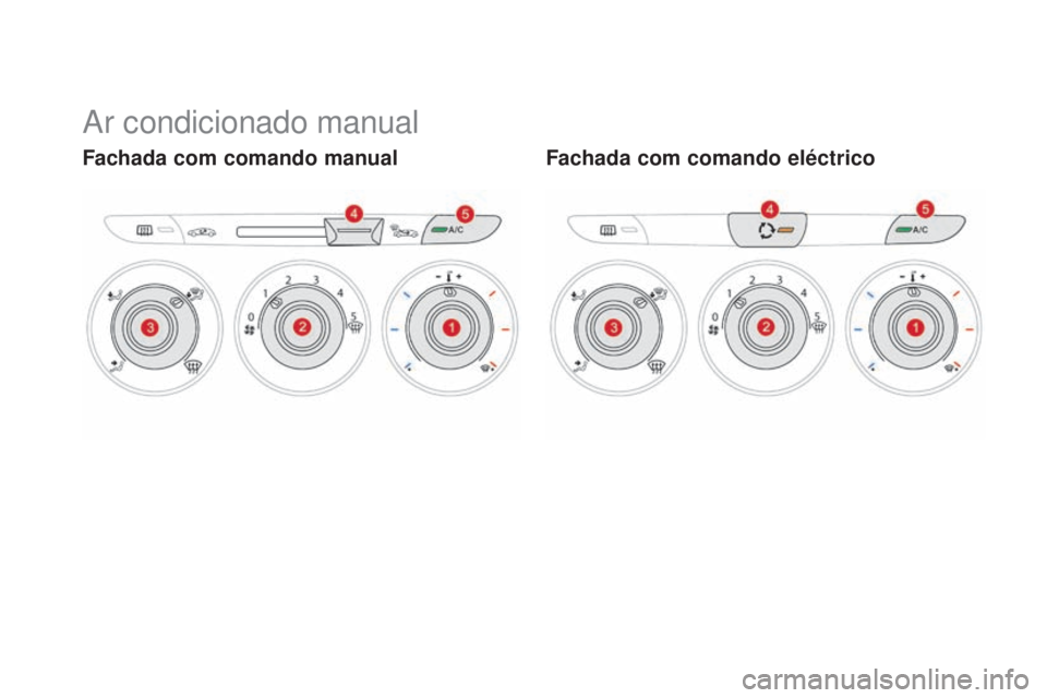 CITROEN DS3 2015 Manual do condutor (in Portuguese) DS3_pt_Chap04_confort_ed01-2014
Ar condicionado manual
Fachada com comando manualFachada com comando eléctrico CITROEN DS3 2015 Manual do condutor (in Portuguese) DS3_pt_Chap04_confort_ed01-2014
Ar condicionado manual
Fachada com comando manualFachada com comando eléctrico