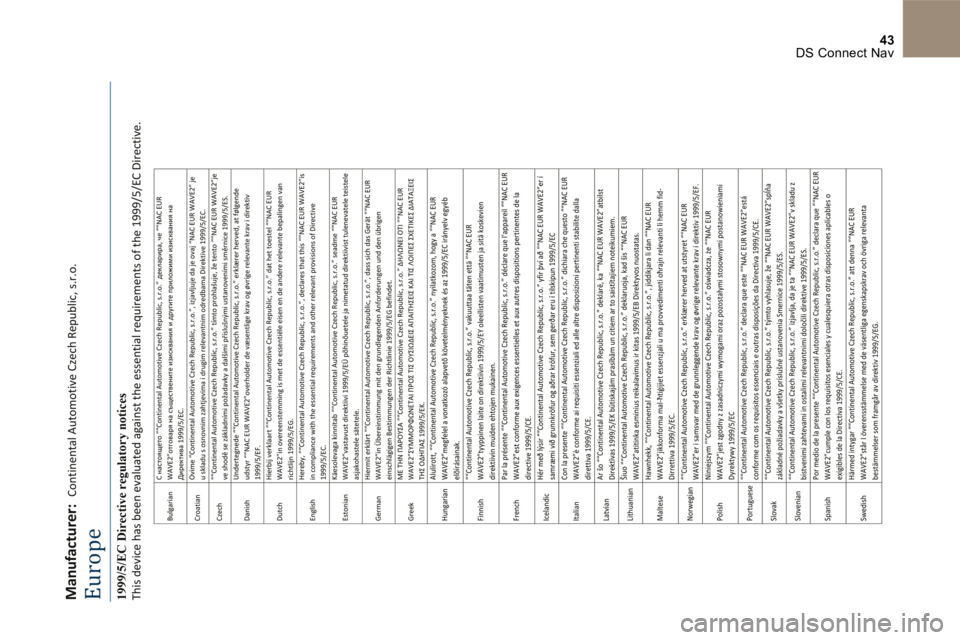 CITROEN DS4 2017 Manual do condutor (in Portuguese) 43 DS Connect Nav CITROEN DS4 2017 Manual do condutor (in Portuguese) 43 DS Connect Nav
