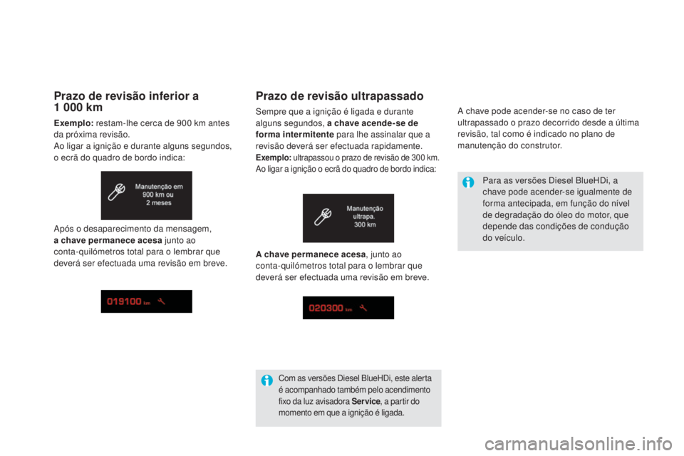 CITROEN DS5 2016  Manual do condutor (in Portuguese) Prazo de revisão ultrapassado
Sempre que a ignição é ligada e durante 
alguns segundos, a chave acende-se de 
forma intermitente para lhe assinalar que a 
revisão deverá ser efectuada rapidament