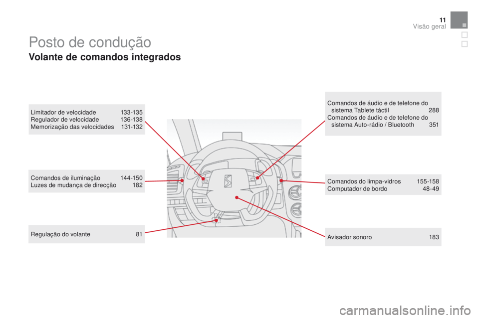 CITROEN DS5 2015 Manual do condutor (in Portuguese) 11
Comandos de iluminação 144-150
Luzes de mudança de direcção 1 82 Comandos do limpa-vidros 1
55-158
Computador de bordo
4
8 - 49
Posto de condução
Volante de comandos integrados
Avisador CITROEN DS5 2015 Manual do condutor (in Portuguese) 11
Comandos de iluminação 144-150
Luzes de mudança de direcção 1 82 Comandos do limpa-vidros 1
55-158
Computador de bordo
4
8 - 49
Posto de condução
Volante de comandos integrados
Avisador