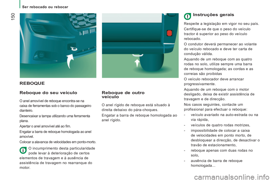 CITROEN JUMPER 2015 Manual do condutor (in Portuguese) Ser rebocado ou rebocar
150
JUMPER-PAPIER_PT_CHAP08_AIDE RAPIDE_ED01-2014
REBOQUE
Reboque do seu veículo
O anel amovível de reboque encontra-se na
caixa de ferramentas sob o banco d CITROEN JUMPER 2015 Manual do condutor (in Portuguese) Ser rebocado ou rebocar
150
JUMPER-PAPIER_PT_CHAP08_AIDE RAPIDE_ED01-2014
REBOQUE
Reboque do seu veículo
O anel amovível de reboque encontra-se na
caixa de ferramentas sob o banco d