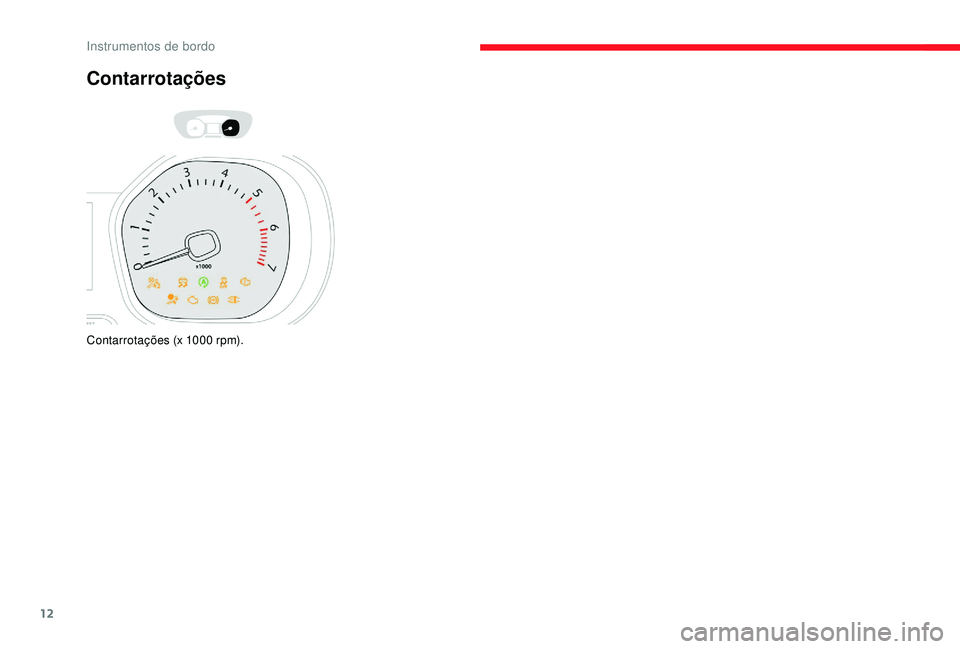 CITROEN JUMPER SPACETOURER 2018 Manual do condutor (in Portuguese) 12
Contarrotações
Contarrotações (x 1000 rpm).
Instrumentos de bordo CITROEN JUMPER SPACETOURER 2018 Manual do condutor (in Portuguese) 12
Contarrotações
Contarrotações (x 1000 rpm).
Instrumentos de bordo