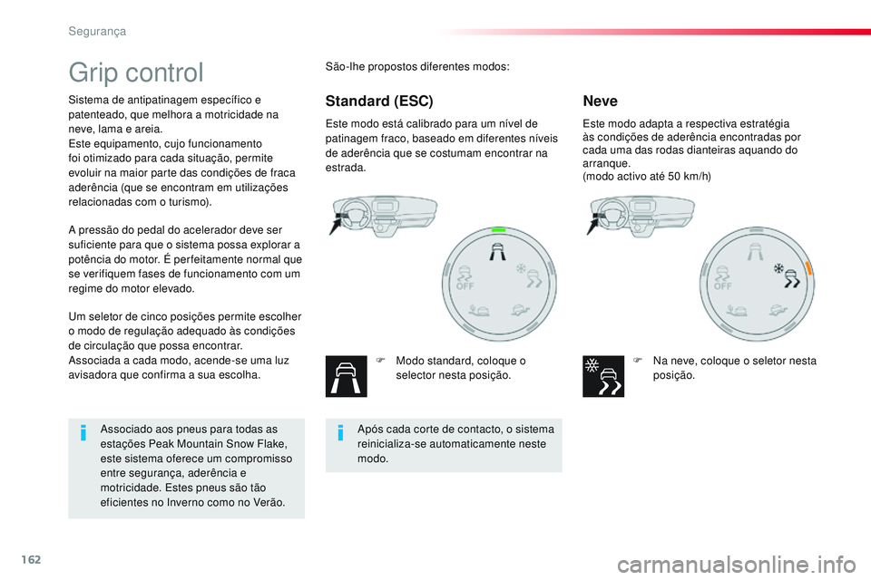 CITROEN JUMPER SPACETOURER 2017 Manual do condutor (in Portuguese) 162
Spacetourer-VP_pt_Chap05_securite_ed01-2016
Grip control
Sistema de antipatinagem específico e
patenteado, que melhora a motricidade na
neve, lama e areia.
Este equipamento, cujo funcionamento CITROEN JUMPER SPACETOURER 2017 Manual do condutor (in Portuguese) 162
Spacetourer-VP_pt_Chap05_securite_ed01-2016
Grip control
Sistema de antipatinagem específico e
patenteado, que melhora a motricidade na
neve, lama e areia.
Este equipamento, cujo funcionamento