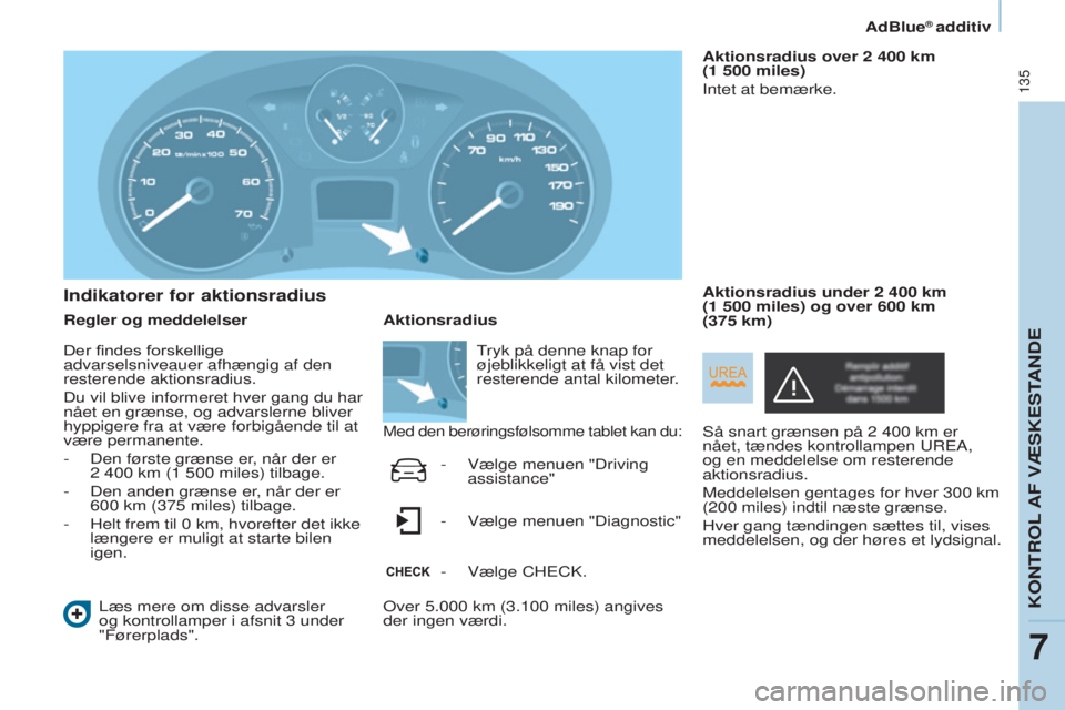 CITROEN BERLINGO ELECTRIC 2017 InstruktionsbØger (in Danish) 135
Berlingo-2-VU_da_Chap07_Verification_ed01-2015Berlingo-2-VU_da_Chap07_Verification_ed01-2015
Indikatorer for aktionsradius
Regler og meddelelserLæs mere om disse advarsler
og kontrollamper i afs CITROEN BERLINGO ELECTRIC 2017 InstruktionsbØger (in Danish) 135
Berlingo-2-VU_da_Chap07_Verification_ed01-2015Berlingo-2-VU_da_Chap07_Verification_ed01-2015
Indikatorer for aktionsradius
Regler og meddelelserLæs mere om disse advarsler
og kontrollamper i afs