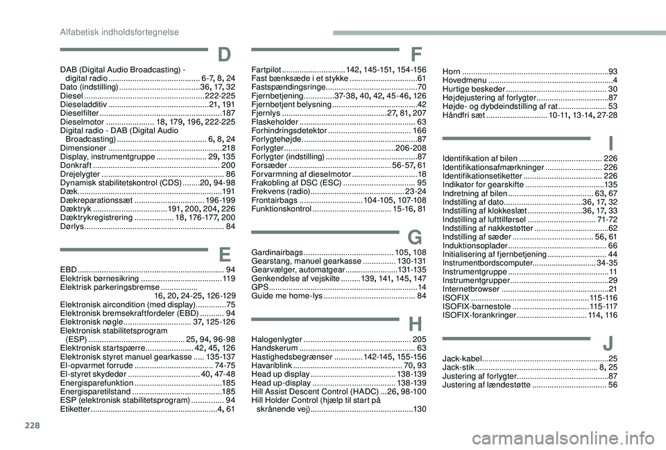 CITROEN BERLINGO VAN 2019 InstruktionsbØger (in Danish) 228
DDAB (Digital Audio Broadcasting) - digital radio .......................................... 6-
7,
8,
24
D
ato (indstilling)
..................................... 36,
1
7,
32
D
iesel
CITROEN BERLINGO VAN 2019 InstruktionsbØger (in Danish) 228
DDAB (Digital Audio Broadcasting) - digital radio .......................................... 6-
7,
8,
24
D
ato (indstilling)
..................................... 36,
1
7,
32
D
iesel
