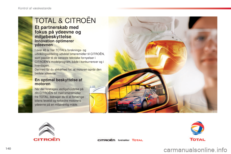 CITROEN C3 PICASSO 2015 InstruktionsbØger (in Danish) 140
C3Picasso_da_Chap10_verification_ed01-2014
totAL & CItroËn
Et partnerskab med
fokus på ydeevne og
miljøbeskyttelse
Innovation optimerer
ydeevnen
I over 40 år har totA L's forsknings- CITROEN C3 PICASSO 2015 InstruktionsbØger (in Danish) 140
C3Picasso_da_Chap10_verification_ed01-2014
totAL & CItroËn
Et partnerskab med
fokus på ydeevne og
miljøbeskyttelse
Innovation optimerer
ydeevnen
I over 40 år har totA L's forsknings-