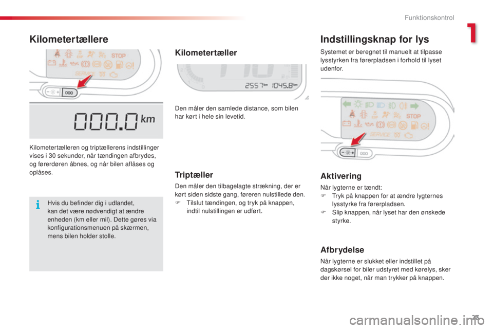 CITROEN C3 PICASSO 2015 InstruktionsbØger (in Danish) 23
C3Picasso_da_Chap01_controle-de-marche_ed01-2014
KilometertællereIndstillingsknap for lys
kilometertælleren og triptællerens indstillinger
vises i 30
sekunder, når tændingen afbrydes,
og fà CITROEN C3 PICASSO 2015 InstruktionsbØger (in Danish) 23
C3Picasso_da_Chap01_controle-de-marche_ed01-2014
KilometertællereIndstillingsknap for lys
kilometertælleren og triptællerens indstillinger
vises i 30
sekunder, når tændingen afbrydes,
og fÃ