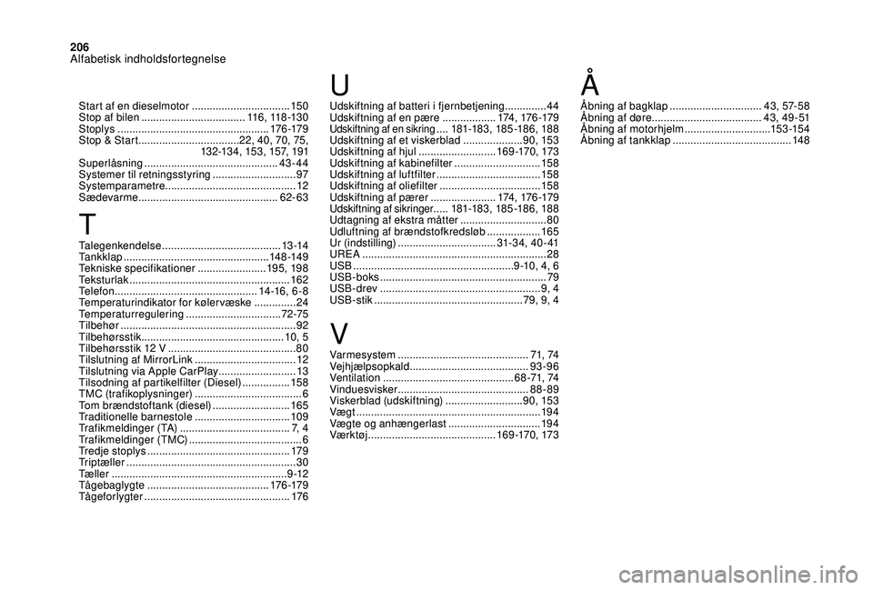 CITROEN DS3 2018 InstruktionsbØger (in Danish) 206
Talegenkendelse ........................................13 -14
Tankklap ................ ................................. 148 -149
Tekniske specifikationer
.......................195, 198
Teks CITROEN DS3 2018 InstruktionsbØger (in Danish) 206
Talegenkendelse ........................................13 -14
Tankklap ................ ................................. 148 -149
Tekniske specifikationer
.......................195, 198
Teks