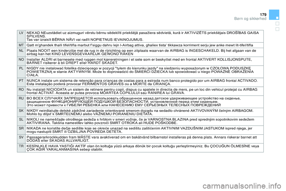 CITROEN DS3 CABRIO 2015 InstruktionsbØger (in Danish) LVNEK AD NEuzstādiet uz aizmuguri vērstu bērnu sēdeklīti priekšējā pasažiera sēdvietā, kurā ir AKTIVIZĒTS priekšējais DROŠĪBAS GAISA SP I LV EnS .
Tas
var izraisīt BĒRNA NĀ CITROEN DS3 CABRIO 2015 InstruktionsbØger (in Danish) LVNEK AD NEuzstādiet uz aizmuguri vērstu bērnu sēdeklīti priekšējā pasažiera sēdvietā, kurā ir AKTIVIZĒTS priekšējais DROŠĪBAS GAISA SP I LV EnS .
Tas
var izraisīt BĒRNA NĀ