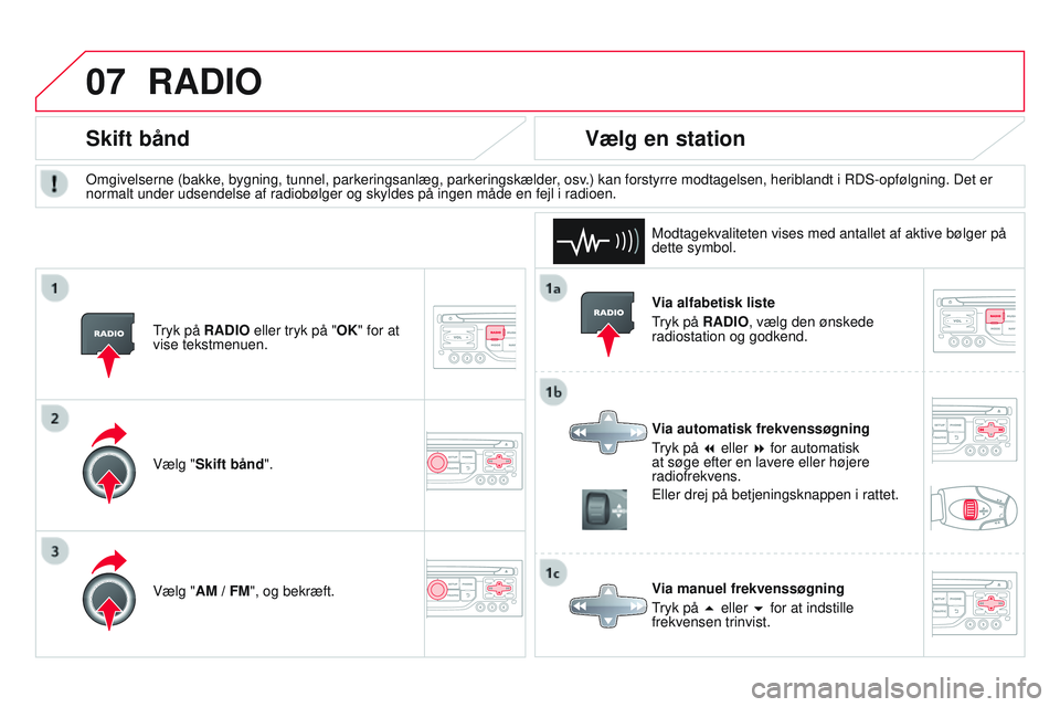 CITROEN DS3 CABRIO 2015 InstruktionsbØger (in Danish) 07
DS3_da_Chap13b_rt6-2-8_ed01-2014
Via alfabetisk liste
tryk på
RADIO, vælg den ønskede
radiostation og godkend.
Via automatisk frekvenssøgning
tryk på
7 eller 8 for automatisk
at søge eft CITROEN DS3 CABRIO 2015 InstruktionsbØger (in Danish) 07
DS3_da_Chap13b_rt6-2-8_ed01-2014
Via alfabetisk liste
tryk på
RADIO, vælg den ønskede
radiostation og godkend.
Via automatisk frekvenssøgning
tryk på
7 eller 8 for automatisk
at søge eft