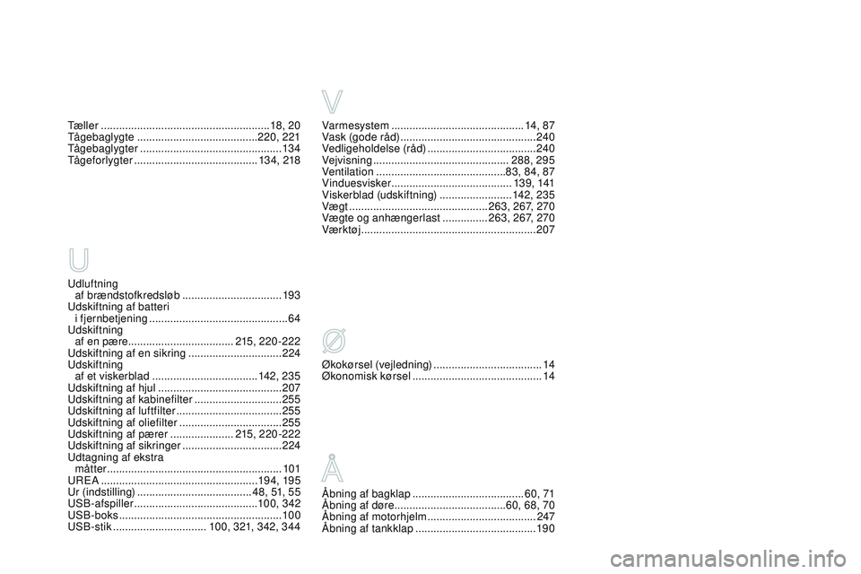 CITROEN DS3 CABRIO 2015 InstruktionsbØger (in Danish) DS3_da_Chap14_index-recherche_ed01-2014
Økokørsel (vejledning) ....................................14
Økonomisk kørsel ........................................... 14
Åbning af bagklap
....... CITROEN DS3 CABRIO 2015 InstruktionsbØger (in Danish) DS3_da_Chap14_index-recherche_ed01-2014
Økokørsel (vejledning) ....................................14
Økonomisk kørsel ........................................... 14
Åbning af bagklap
.......