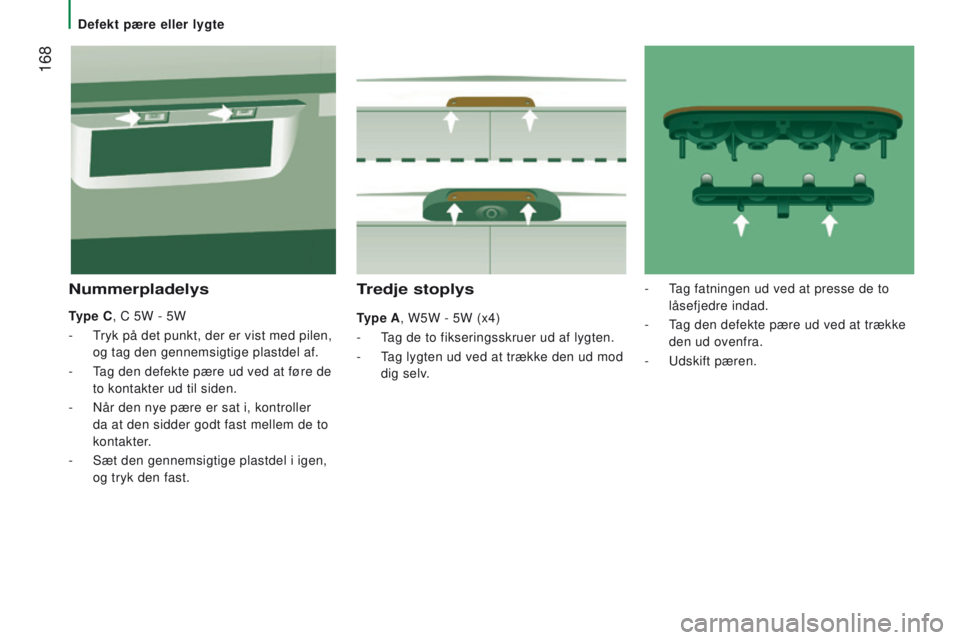 CITROEN JUMPER 2017 InstruktionsbØger (in Danish) 168
Jumper_da_Chap08_Aide-Rapide_ed01-2016
tredje stoplys
type A, W5W - 5W (x4)
-
T
ag de to fikseringsskruer ud af lygten.
-
T
ag lygten ud ved at trække den ud mod
dig selv.
nummerpladelys
CITROEN JUMPER 2017 InstruktionsbØger (in Danish) 168
Jumper_da_Chap08_Aide-Rapide_ed01-2016
tredje stoplys
type A, W5W - 5W (x4)
-
T
ag de to fikseringsskruer ud af lygten.
-
T
ag lygten ud ved at trække den ud mod
dig selv.
nummerpladelys