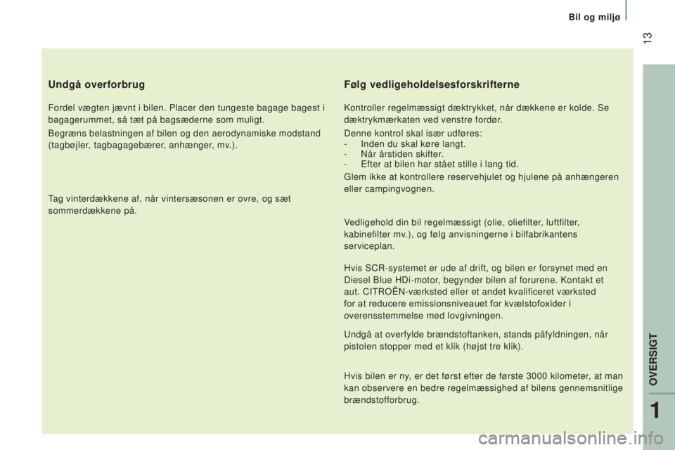 CITROEN JUMPER 2016 InstruktionsbØger (in Danish) 13
jumper_da_Chap01_vue-ensemble_ed01-2015
Undgå overforbrug
Fordel vægten jævnt i bilen. Placer den tungeste bagage bagest i
bagagerummet, så tæt på bagsæderne som muligt.
Begræns belastnin CITROEN JUMPER 2016 InstruktionsbØger (in Danish) 13
jumper_da_Chap01_vue-ensemble_ed01-2015
Undgå overforbrug
Fordel vægten jævnt i bilen. Placer den tungeste bagage bagest i
bagagerummet, så tæt på bagsæderne som muligt.
Begræns belastnin