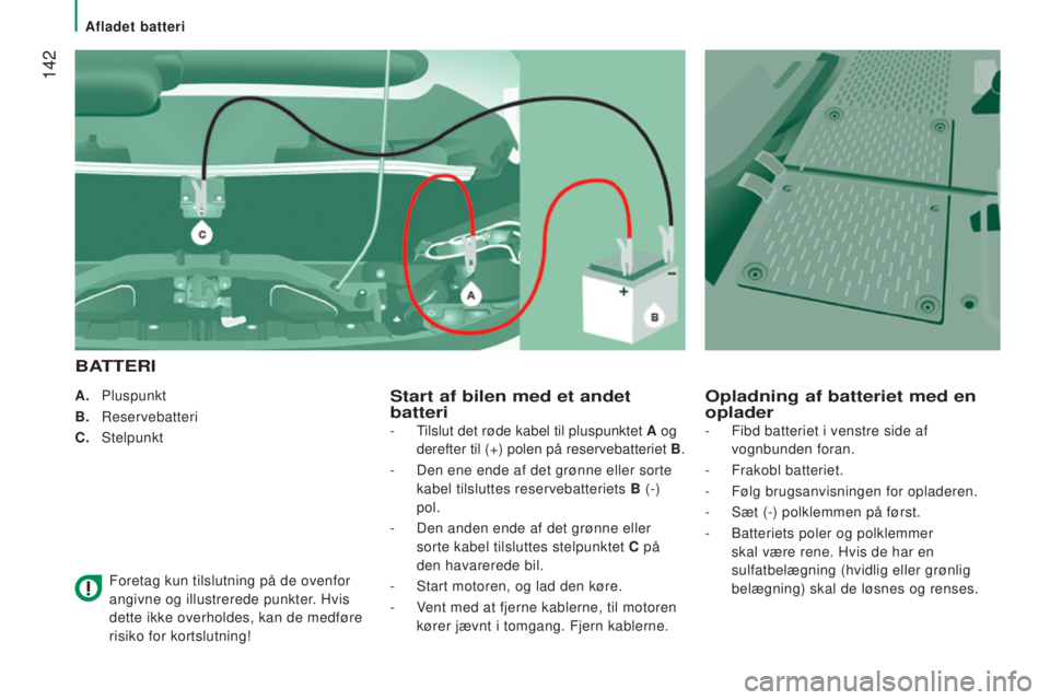 CITROEN JUMPER 2016 InstruktionsbØger (in Danish) 142
jumper_da_Chap08_Aide-Rapide_ed01-2015
A. Pluspunkt
B. Reservebatteri
C.
Stelpunkt
Foretag kun tilslutning på de ovenfor
angivne og illustrerede punkter. Hvis
dette ikke overholdes, kan CITROEN JUMPER 2016 InstruktionsbØger (in Danish) 142
jumper_da_Chap08_Aide-Rapide_ed01-2015
A. Pluspunkt
B. Reservebatteri
C.
Stelpunkt
Foretag kun tilslutning på de ovenfor
angivne og illustrerede punkter. Hvis
dette ikke overholdes, kan