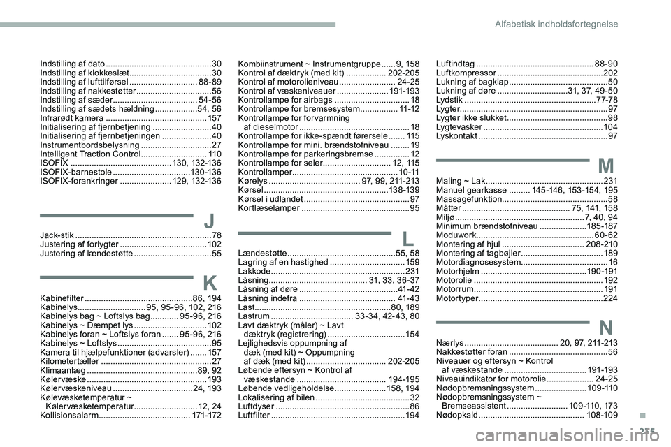 CITROEN JUMPER SPACETOURER 2020 InstruktionsbØger (in Danish) 235
JJack-stik ..........................................................78
Justering af forlygter ..................................... 102
Justering af lændestøtte
............................ CITROEN JUMPER SPACETOURER 2020 InstruktionsbØger (in Danish) 235
JJack-stik ..........................................................78
Justering af forlygter ..................................... 102
Justering af lændestøtte
............................