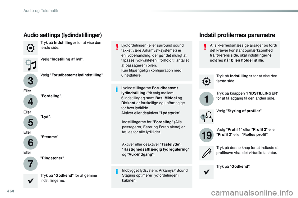 CITROEN JUMPER SPACETOURER 2017 InstruktionsbØger (in Danish) 464
3
4
5
6
7
1
19
Spacetourer-VP_da_Chap10c_RCC-1_ed01-2016
Tryk på Indstillinger for at vise den
første side.
Indstil profilernes parametreAudio settings (lydindstillinger)
Tryk på Indstillinger CITROEN JUMPER SPACETOURER 2017 InstruktionsbØger (in Danish) 464
3
4
5
6
7
1
19
Spacetourer-VP_da_Chap10c_RCC-1_ed01-2016
Tryk på Indstillinger for at vise den
første side.
Indstil profilernes parametreAudio settings (lydindstillinger)
Tryk på Indstillinger