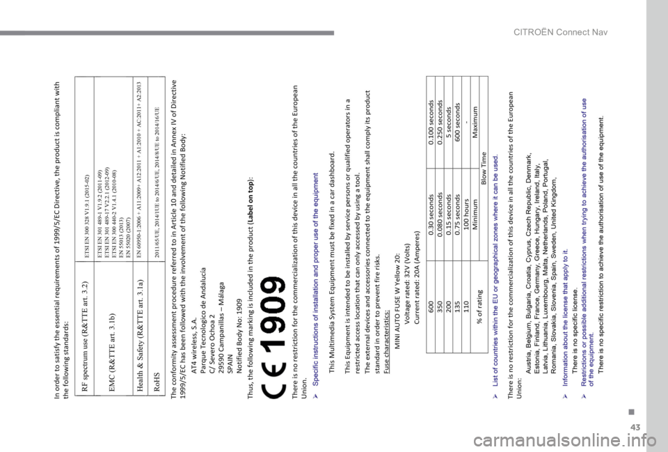 CITROEN C4 2017  Notices Demploi (in French) 43
.
 CITROËN Connect Nav  